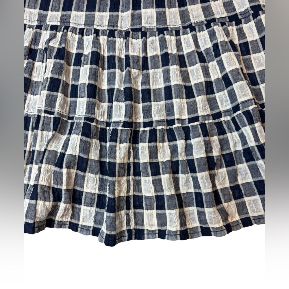 Anthropologie Pilcro The Letterpress Checker Blue Tiered Shirt Size S NWOT - Picture 8 of 8
